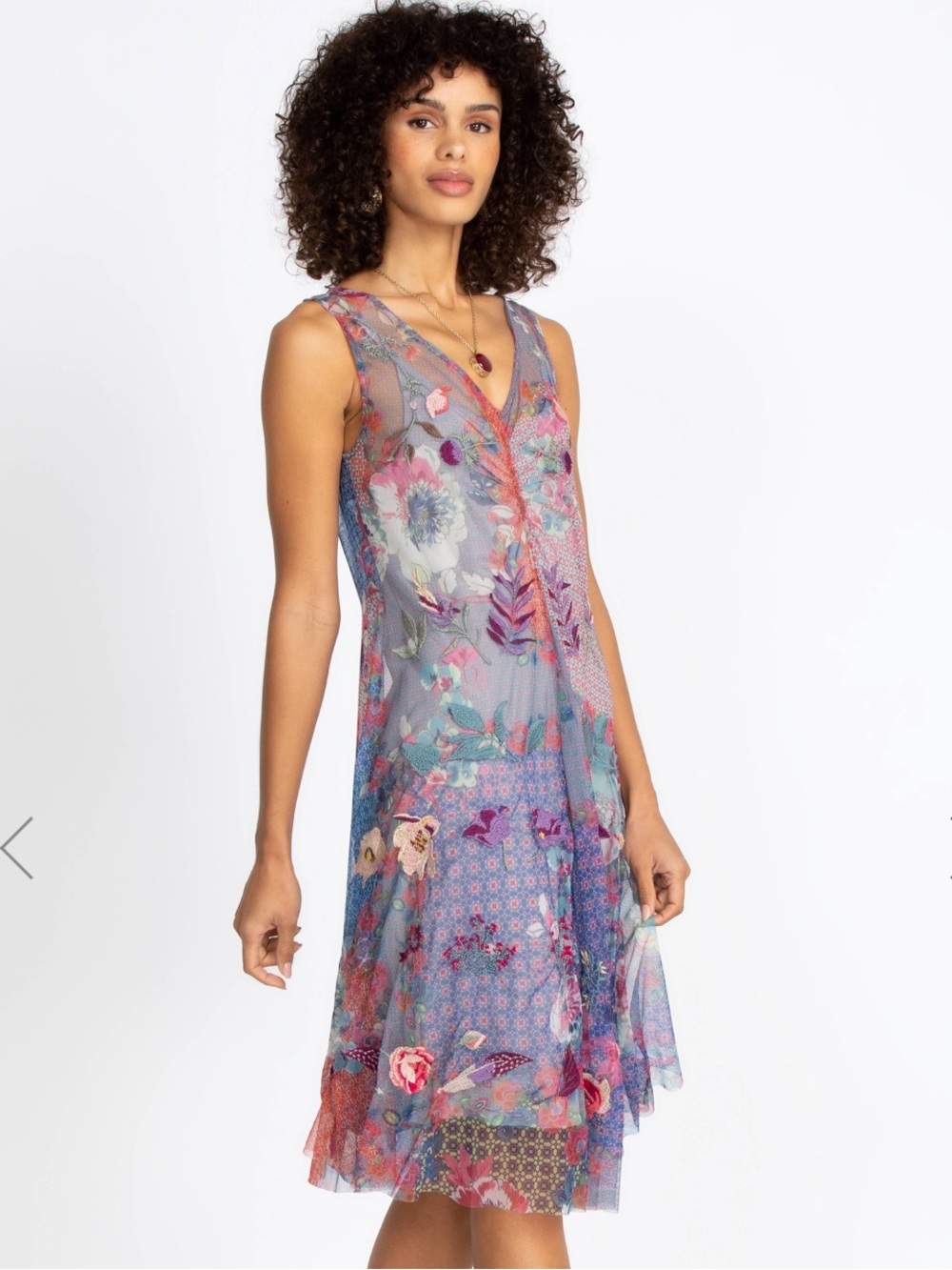 Johnny Was Sheer Floral Dress - Picture 2 of 15